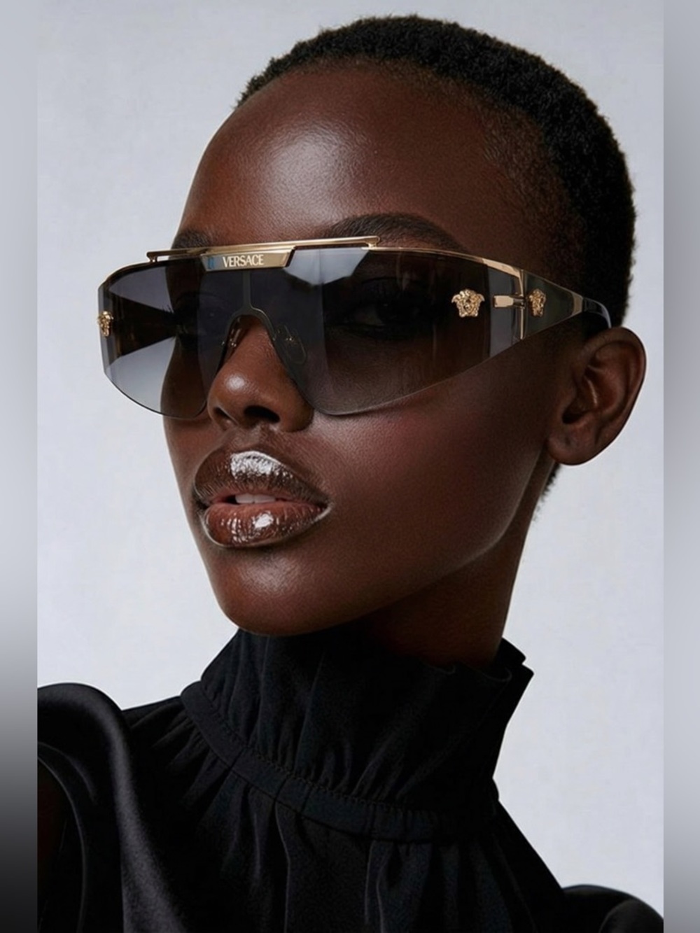 Versace Gold Reflective Shield Sunglasses